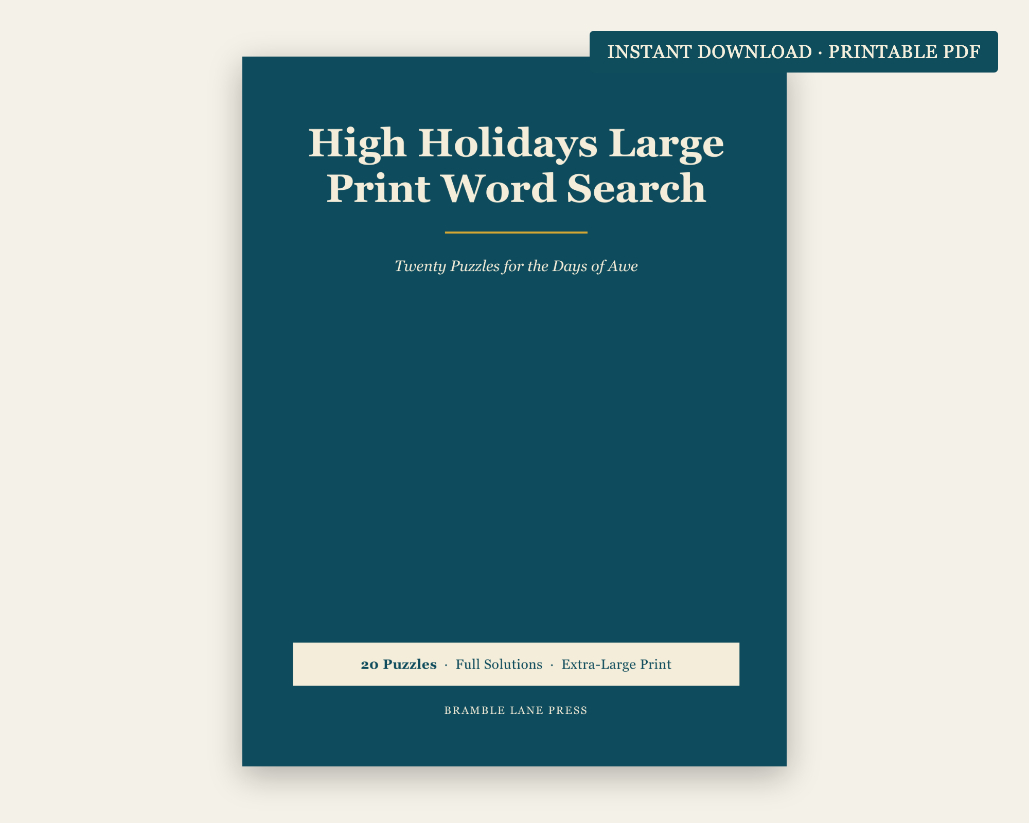 High Holidays Word Search — Large Print preview