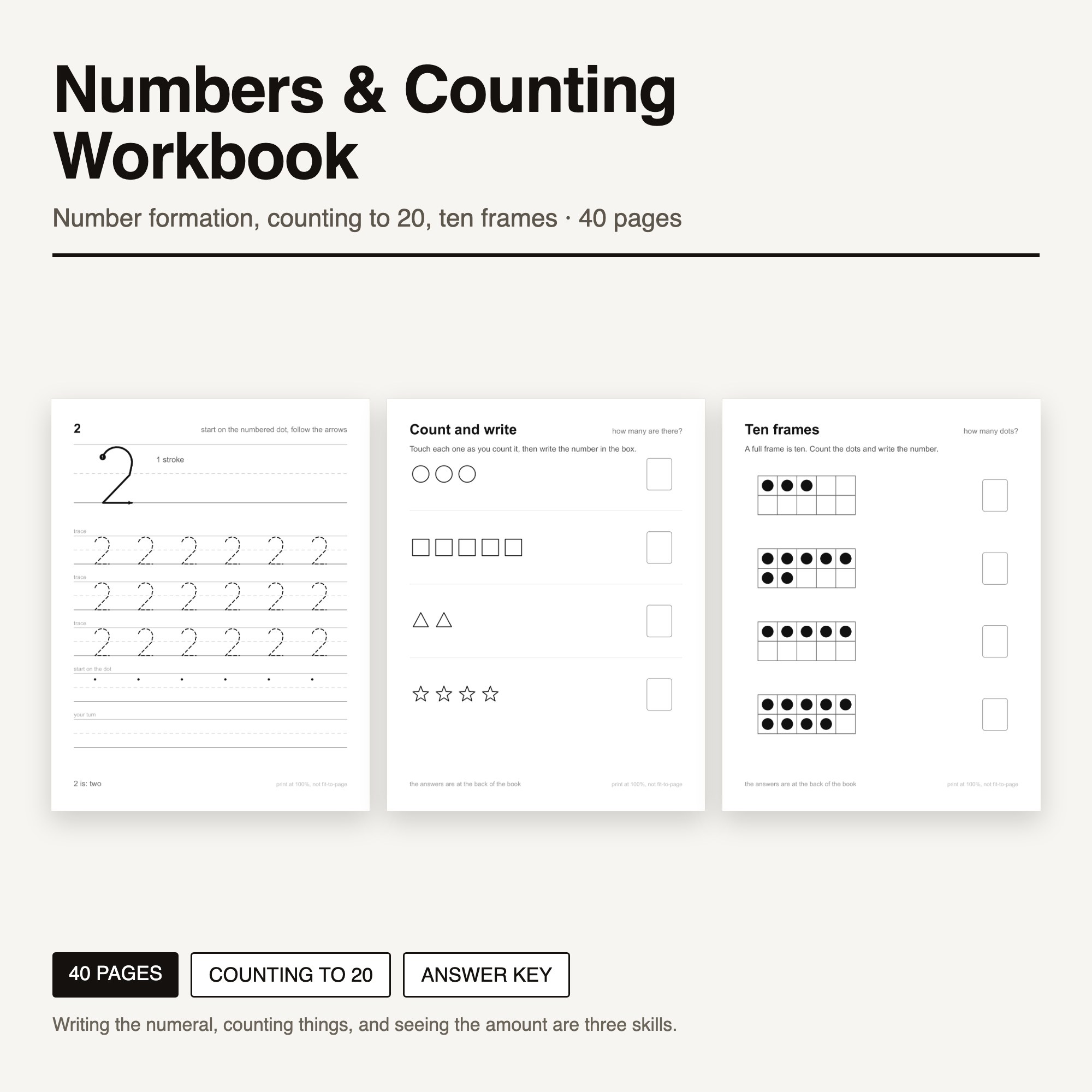 Numbers & Counting Workbook preview