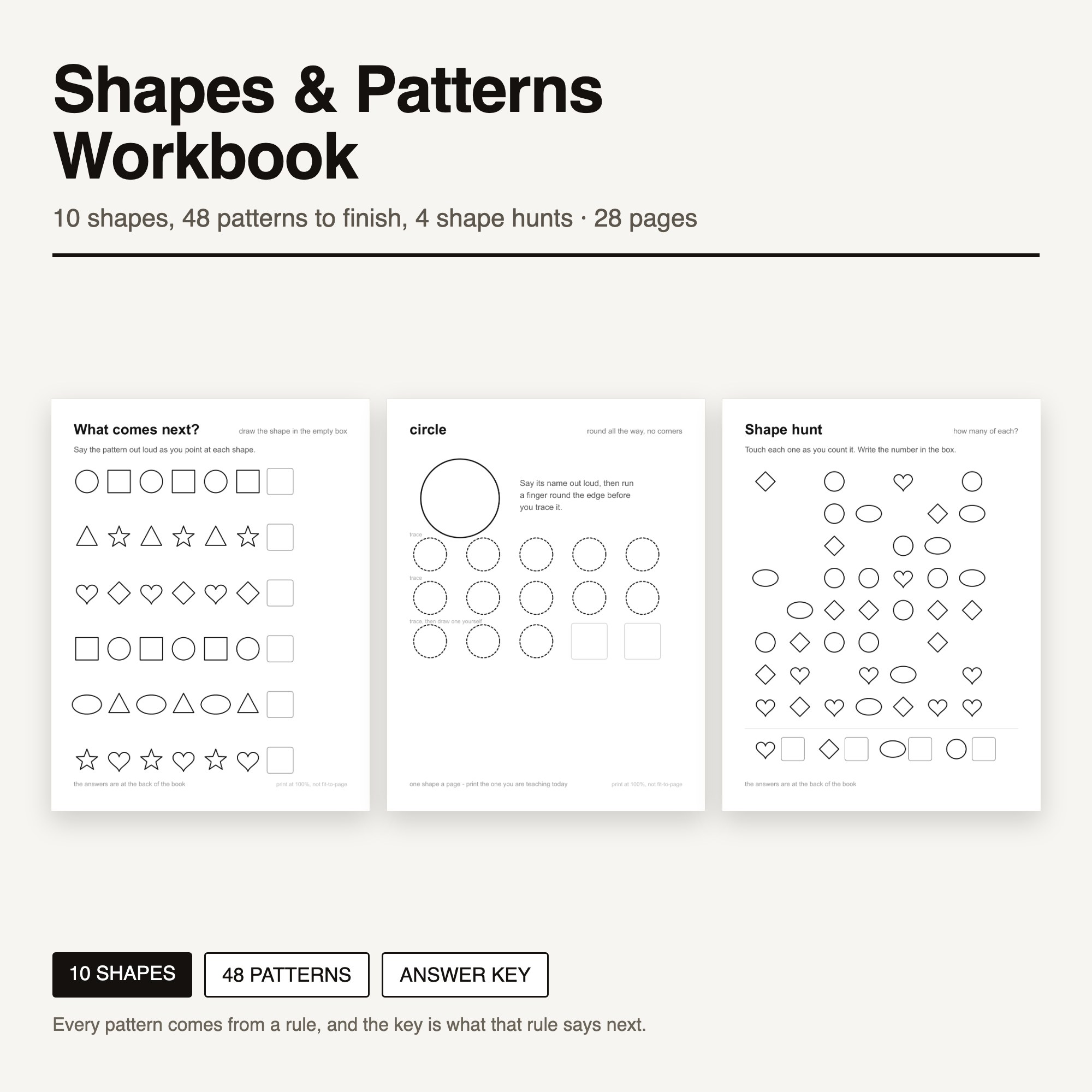 Shapes & Patterns Workbook preview